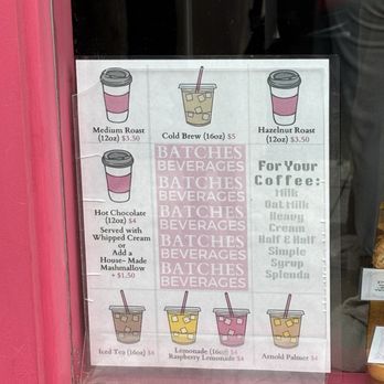 Batches Bakehouse - Drink menu. They were sold out of hot chocolate around 2pm. - Bakeries Near Me - San Francisco, California