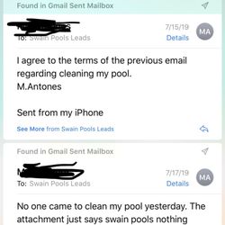 Swain Pools & Spas - Looks like it was me prodding you- look at the dates of my request and the date that no one had come out yet...