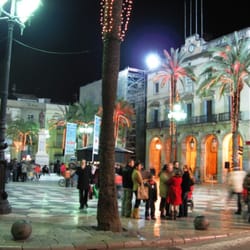 Town Square Plaça de la Vila, Vilanova i la Geltrú - The square at Christmas time (awaiting the arrival of the Three Kings). The town hall is in the background.