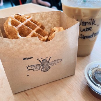Brood Coffee - Mini waffles & iced latte - Coffee & Tea Near Me - Lincoln, California