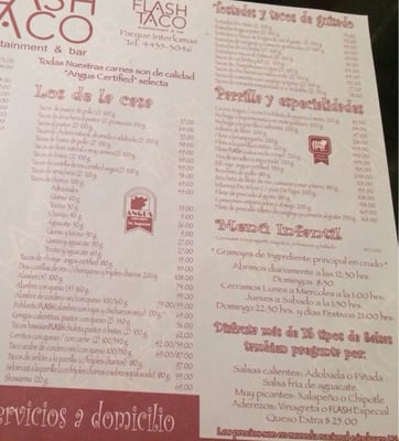Menu photo 1 Flash Taco Naucalpan, MEX