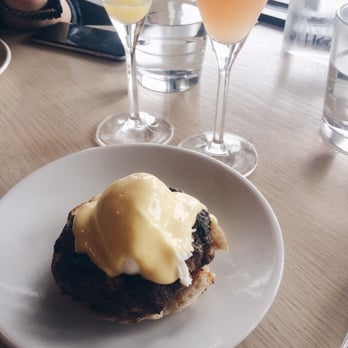 Cava Mezze - Olney - Spicy Lamb Benedict (there's harissa underneath the lamb patty - SO GOOD) - Mediterranean Near Me - Olney, Maryland Cava Mezze - Olney - Spicy Lamb Benedict (there's harissa underneath the lamb patty - SO GOOD) - Mediterranean Near Me - Olney, Maryland