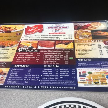 Royal Waffle King - the menu for the restaurant - Waffles Near Me - Tifton, Georgia