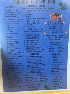 Menu photo 2 Taqueria El Pavoreal Webster, TX