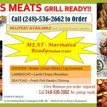Famous Meats - We Marinate Meat for Grill !!! ( Indian Style) - Meat Shops Near Me - Farmington Hills, Michigan Famous Meats - We Marinate Meat for Grill !!! ( Indian Style) - Meat Shops Near Me - Farmington Hills, Michigan