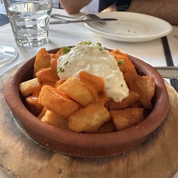 Manchego - Patatas, garlic aioli, roasted red pepper - Spanish Near Me - Santa Monica, California Manchego - Patatas, garlic aioli, roasted red pepper - Spanish Near Me - Santa Monica, California