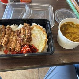 Curry chicken with egg and cheese