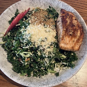 Tavern in The Square - A very large and delicious Kale Crunch Salad with perfectly cooked and flavored Salmon! - Breakfast & Brunch Near Me - East Greenwich, Rhode Island Tavern in The Square - A very large and delicious Kale Crunch Salad with perfectly cooked and flavored Salmon! - Breakfast & Brunch Near Me - East Greenwich, Rhode Island