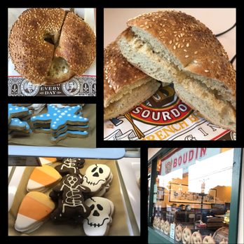 Boudin - Boudin Bakery, est. 1849... big fresh bagels for only $1.50 each - free butter pat for Victorian looking men;) - Bakeries Near Me - San Francisco, California