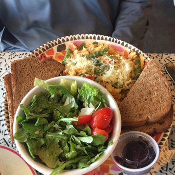 Ruth's Cafe - Red pesto, asparagus, spinach and white cheddar cheese scramble- TASTY!! - Breakfast & Brunch Near Me - Indianapolis, Indiana