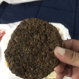 This is the under side of the burnt burger This is the under side of the burnt burger