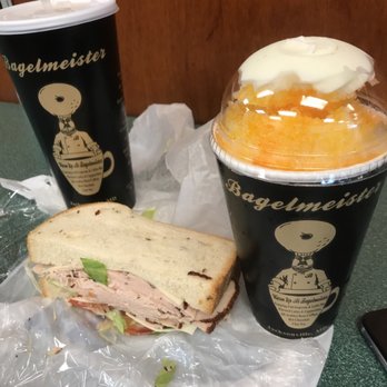 Bagelmeister - Egg Custard Snowball, Honey Molasses Turkey on Rye (already ate half) and a large drink. - Bagels Near Me - Phoenix, Maryland Bagelmeister - Egg Custard Snowball, Honey Molasses Turkey on Rye (already ate half) and a large drink. - Bagels Near Me - Phoenix, Maryland