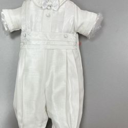 La Bavetta Children S Bou - An adorable one piece christening suit with Jacquard suspenders