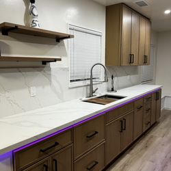 MX5 Construction Group - Custom Natural Oak Cabinets with under-mounted sink