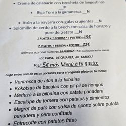 Tamarises Izarra - Menu
