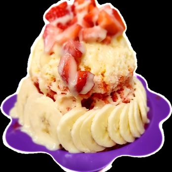 TraePay's Snacks & Sno-Balls - "StrawBananaza" Strawberry, Banana, & Pina Colada Sno-ball topped w/ fresh strawberries, fresh bananas, and drizzled w/ sweet cream - Ice Cream & Frozen Yogurt Near Me - Mobile, Alabama TraePay's Snacks & Sno-Balls - "StrawBananaza" Strawberry, Banana, & Pina Colada Sno-ball topped w/ fresh strawberries, fresh bananas, and drizzled w/ sweet cream - Ice Cream & Frozen Yogurt Near Me - Mobile, Alabama
