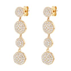 Capitol Craftsman & Romance Jewelers - 14k Yellow gold with round brilliant cut diamonds pave set into dangle earrings.
