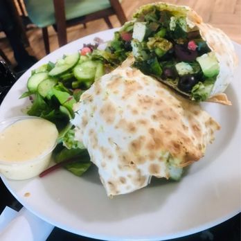 Pita Jungle - Vegan Tofu Lavash Wrap w/ side salad - Mediterranean Near Me - Phoenix, Arizona