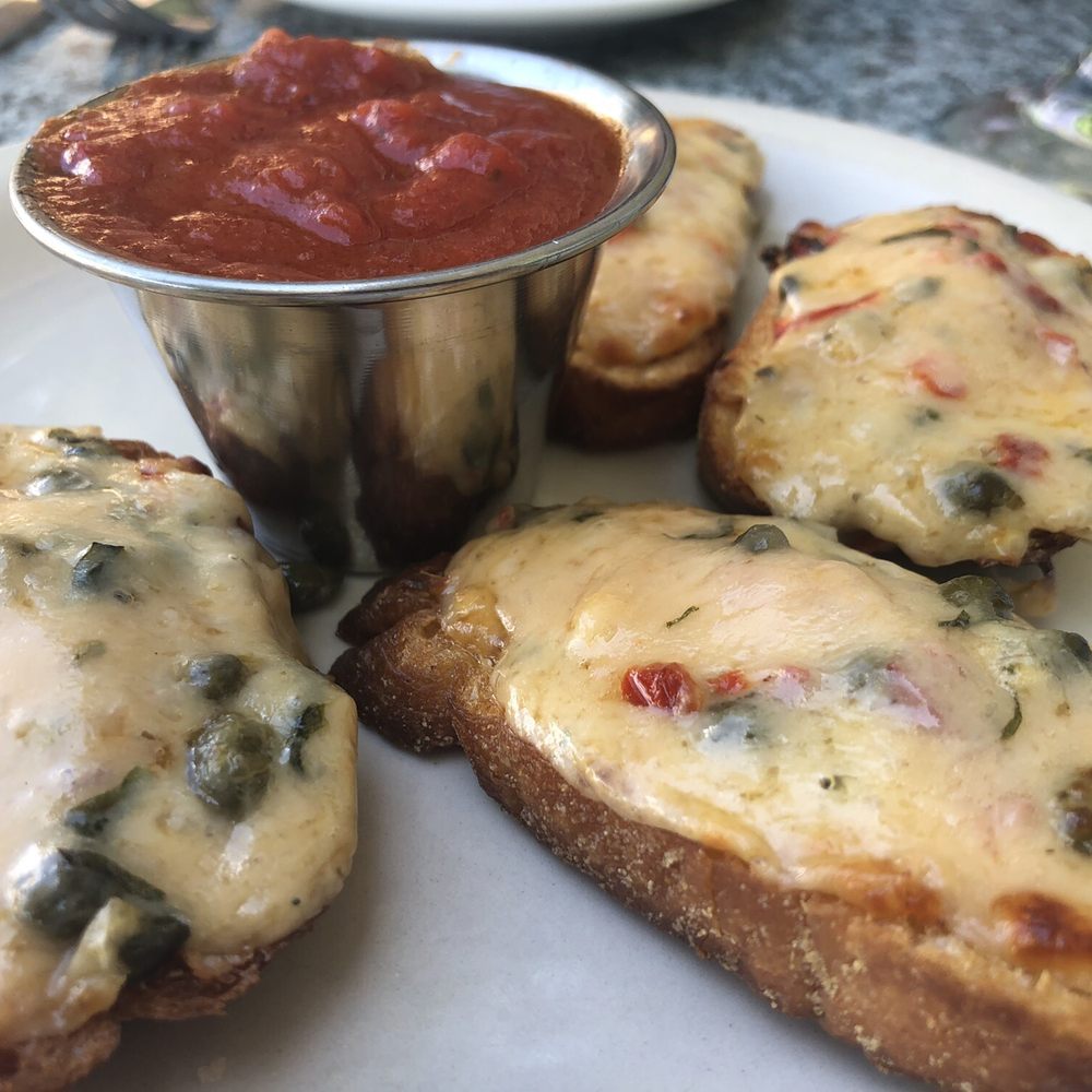 Keylime Bistro - Key lime bistro bruschetta was warm and cheesy with marinara sauce for dipping - Seafood Near Me - Captiva, Florida Keylime Bistro - Key lime bistro bruschetta was warm and cheesy with marinara sauce for dipping - Seafood Near Me - Captiva, Florida