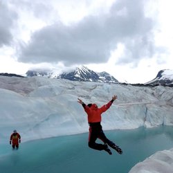 Jump into a glacier pool