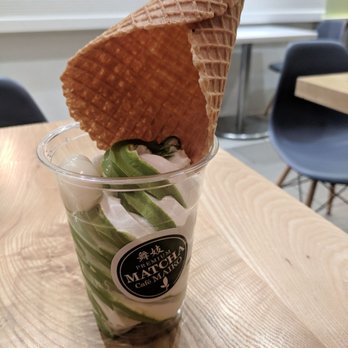 Matcha Cafe Maiko - Mix soft serve with 4 mochi balls and a waffle cone - Desserts Near Me - Centreville, Virginia