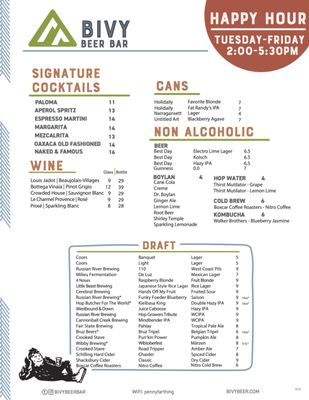 Menu photo 2 Bivy Beer Bar Golden, CO