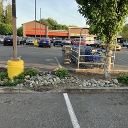 Those curb indentations do help make it easier to return shopping carts. But it's a drag having to pull the cart over all those rocks.