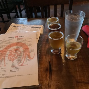 Two Hound Red Brewing - Flight in main dining area. - Brewpubs Near Me - Glen Ellyn, Illinois