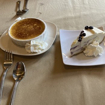 Fried Green Tomatoes - Crème brûlée and blueberry cobbler cheesecake. - Steakhouses Near Me - Galena, Illinois