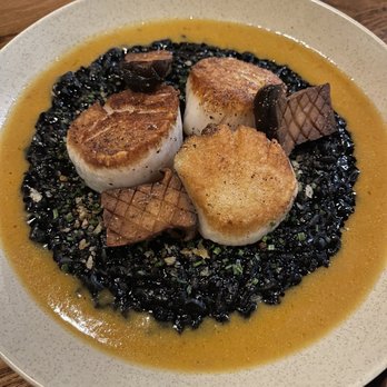 Beppe - Scallops on risotto nero. So good! - New American Near Me - Royal Oak, Michigan