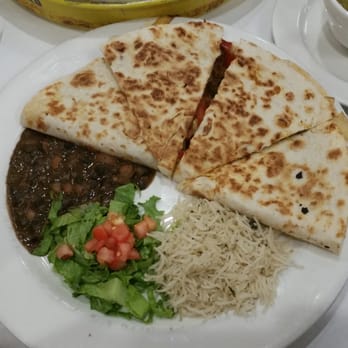 Lucha Cantina - Chicken fajita quesadilla special with beans and rice - Tacos Near Me - Rockford, Illinois