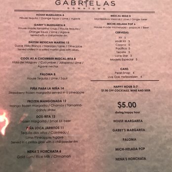 Gabriela's Downtown - Drink menu - Mexican Near Me - Austin, Texas
