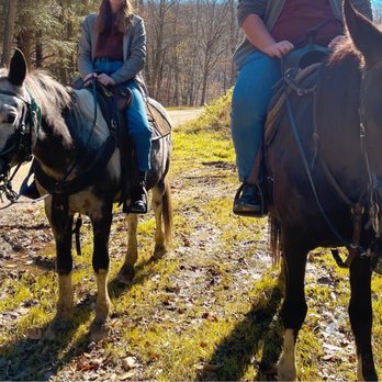 Summit Trail Rides - Me on Blue and my fiancé on Sinch - Horseback Riding Near Me - Coudersport, Pennsylvania
