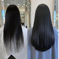Hair Xpressions Salon - Before & after: Great Lengths hair extensions create fuller ends and a natural blend at Hair Xpressions Salon in Houston.