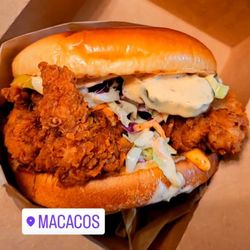 Macaco Spicy Chicken Sandwiches - I ordered the hot macaco & garlic parmesan fries both were bomb! The sandwich was huge and it could feed two people. Awesome prices