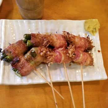 Torikyu - Pork Wrapped Asparagus and Pork Wrapped Enoki Mushrooms - Japanese Near Me - Honolulu, Hawaii Torikyu - Pork Wrapped Asparagus and Pork Wrapped Enoki Mushrooms - Japanese Near Me - Honolulu, Hawaii