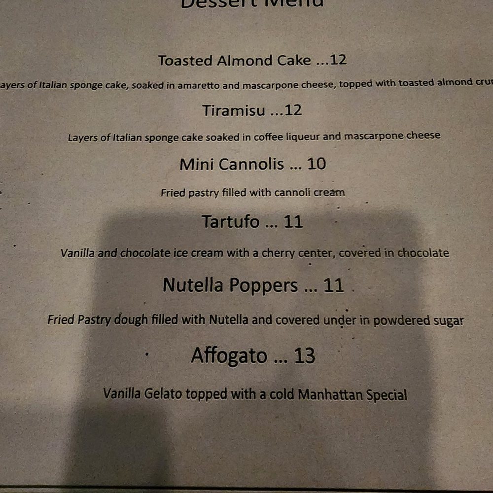 Dessert menu Dessert menu