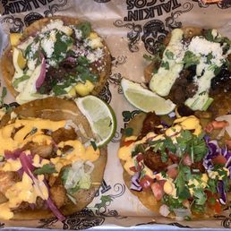 Taco trio + Add a Taco (Carne Asada Taco, Caribbean Carne, Bang Bang Shrimp, Mahi Mahi Tacos)