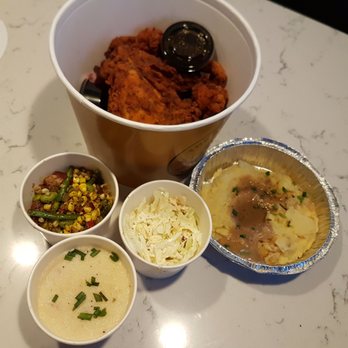 The Eagle OTR - To-go: whole chick, mash (veryyy chunky), succotash (awful, overpowered by herb mix), slaw (ok-ish, no color& bland) and grits (excellent). - American Near Me - Cincinnati, Ohio The Eagle OTR - To-go: whole chick, mash (veryyy chunky), succotash (awful, overpowered by herb mix), slaw (ok-ish, no color& bland) and grits (excellent). - American Near Me - Cincinnati, Ohio