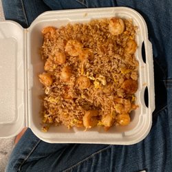 Wok D'lite - I got shrimp fried rice with extra shrimp and it's really good. I also got some eggrolls, but I ate them.