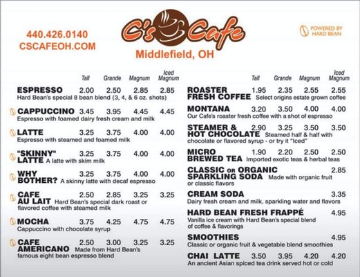 Menu photo 4 C's Cafe Middlefield, OH