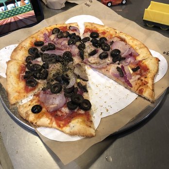 Smack Pie Pizza - My son's pizza- Regular pizza with red sauce, vegan cheese, olives and onions. - Pizza Near Me - Lodi, California