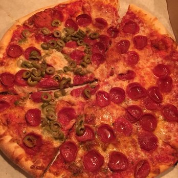 Favorite's Pizzeria - Medium pizza; half cheese and pep and half with olive. - Pizza Near Me - Amherst, New York