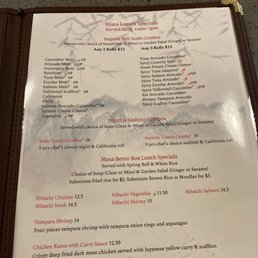 Lunch menu Lunch menu