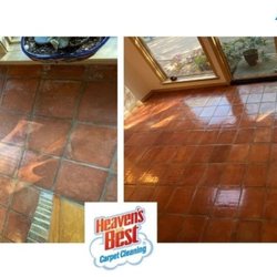 Heaven's Best Carpet Cleaning - Spanish tile with water damage, is now a thing of the past. We cleaned and sealed this 30 year old tile & grout and made it like new.