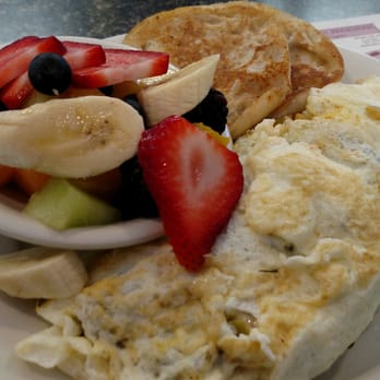 Ollie's Diner - Veggie egg white omelet with pepper jack cheese, fruit, and english muffin - Breakfast & Brunch Near Me - Cumberland, Rhode Island Ollie's Diner - Veggie egg white omelet with pepper jack cheese, fruit, and english muffin - Breakfast & Brunch Near Me - Cumberland, Rhode Island