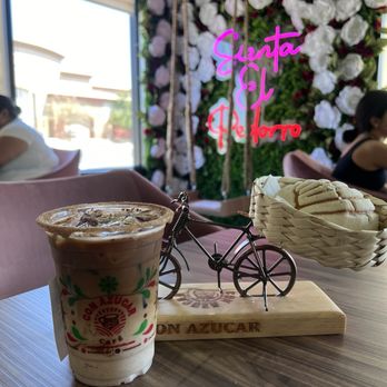 Con Azucar cafe - Iced horchata latte and a concha. - Coffee & Tea Near Me - Bakersfield, California