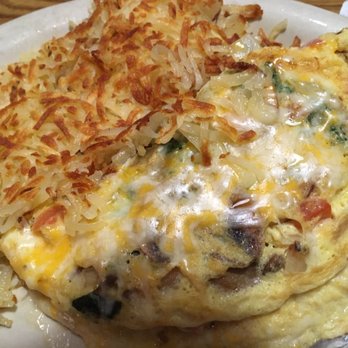Lone Spur Cafe - Veggie omelette (3eggs) spinach cheese mushrooms peppers   With hash browns delicious! - Cafes Near Me - Prescott, Arizona