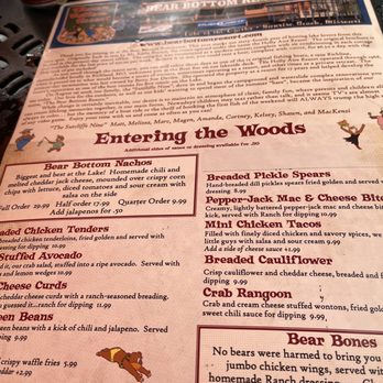 Bear Bottom Resort - Menue - Resorts Near Me - Sunrise Beach, Missouri