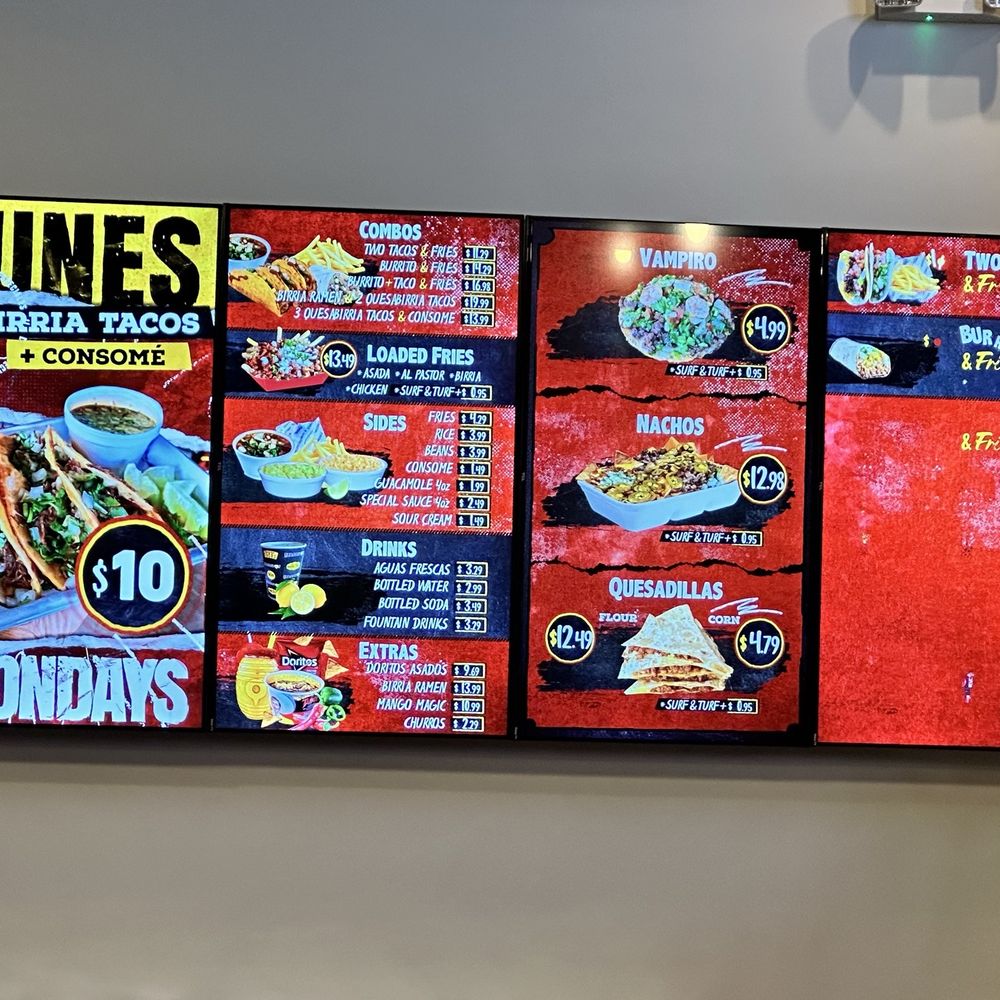 Menu of the items they serve. Menu of the items they serve.